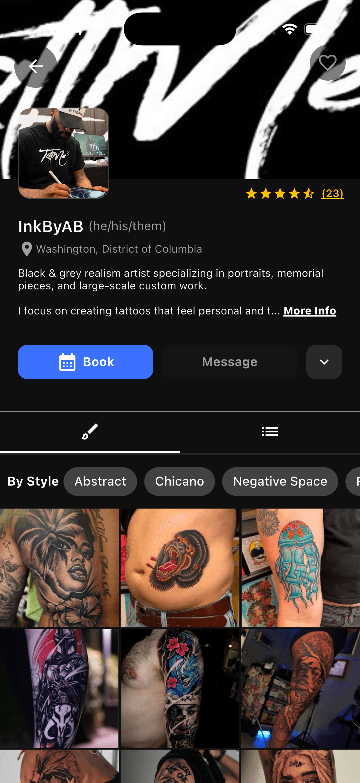 TattMe artist app — Your profile