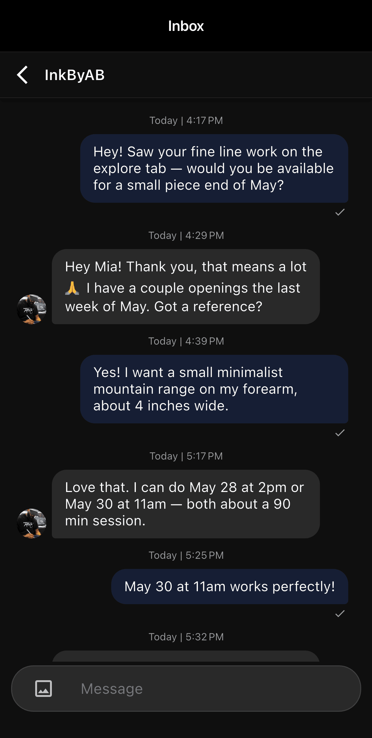 In-app chat with artist