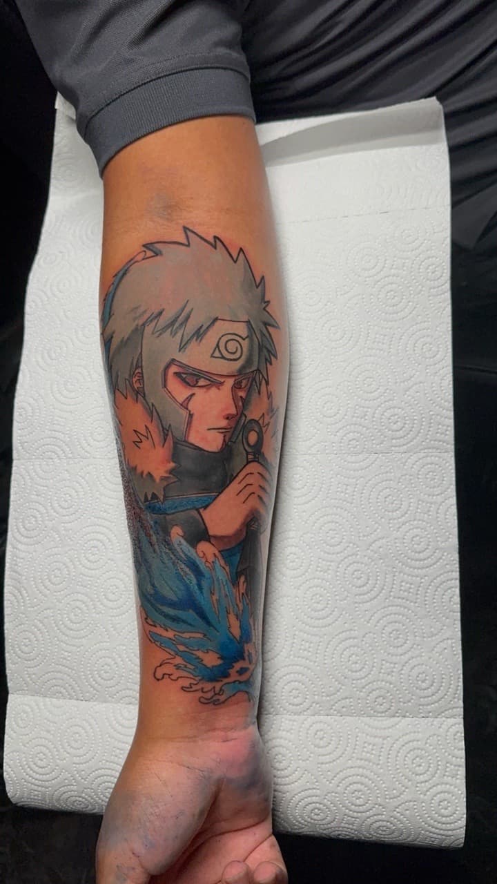 Anime + Color anime character tattoo on Forearm by 1UP_Uncle_Frecks on TattMe