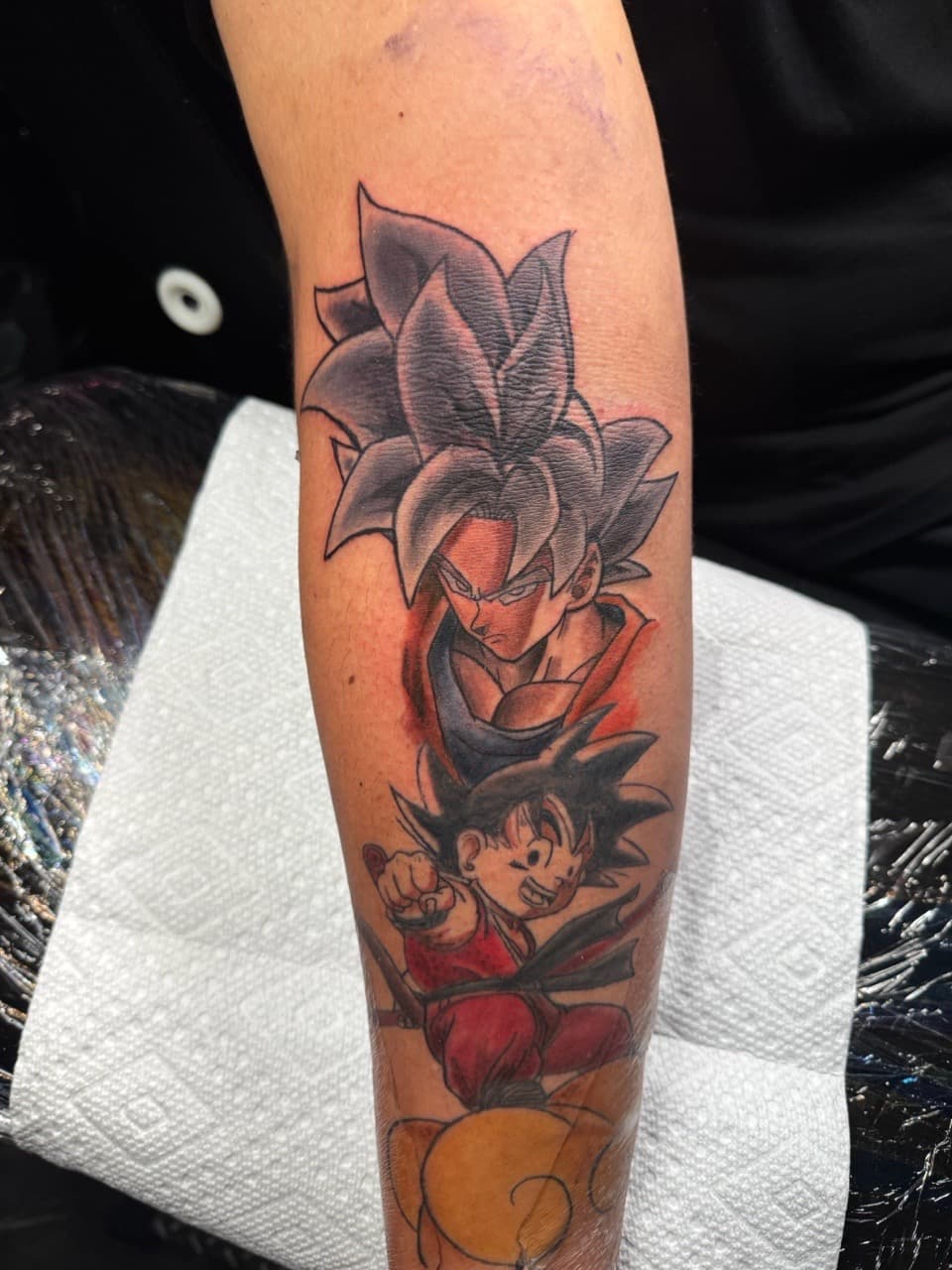 Anime + Pop Culture goku tattoo on Forearm by 1UP_Uncle_Frecks on TattMe