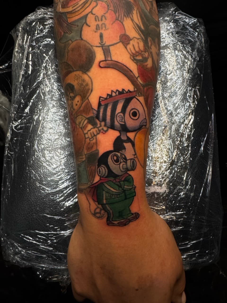 Color + New School cartoon characters tattoo on Forearm by 1UP_Uncle_Frecks on TattMe