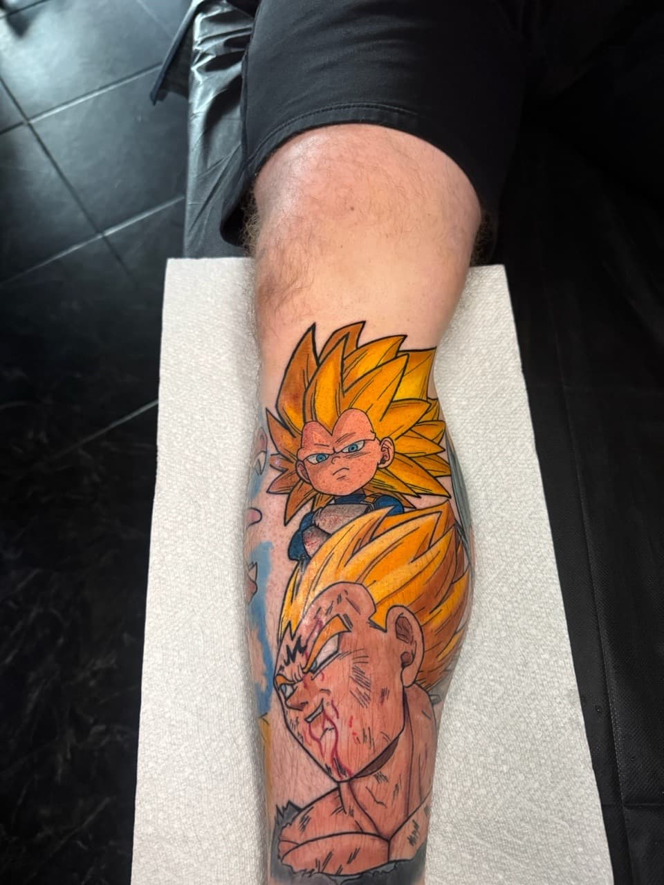 Anime + Cartoon goku tattoo on Calf by 1UP_Uncle_Frecks on TattMe