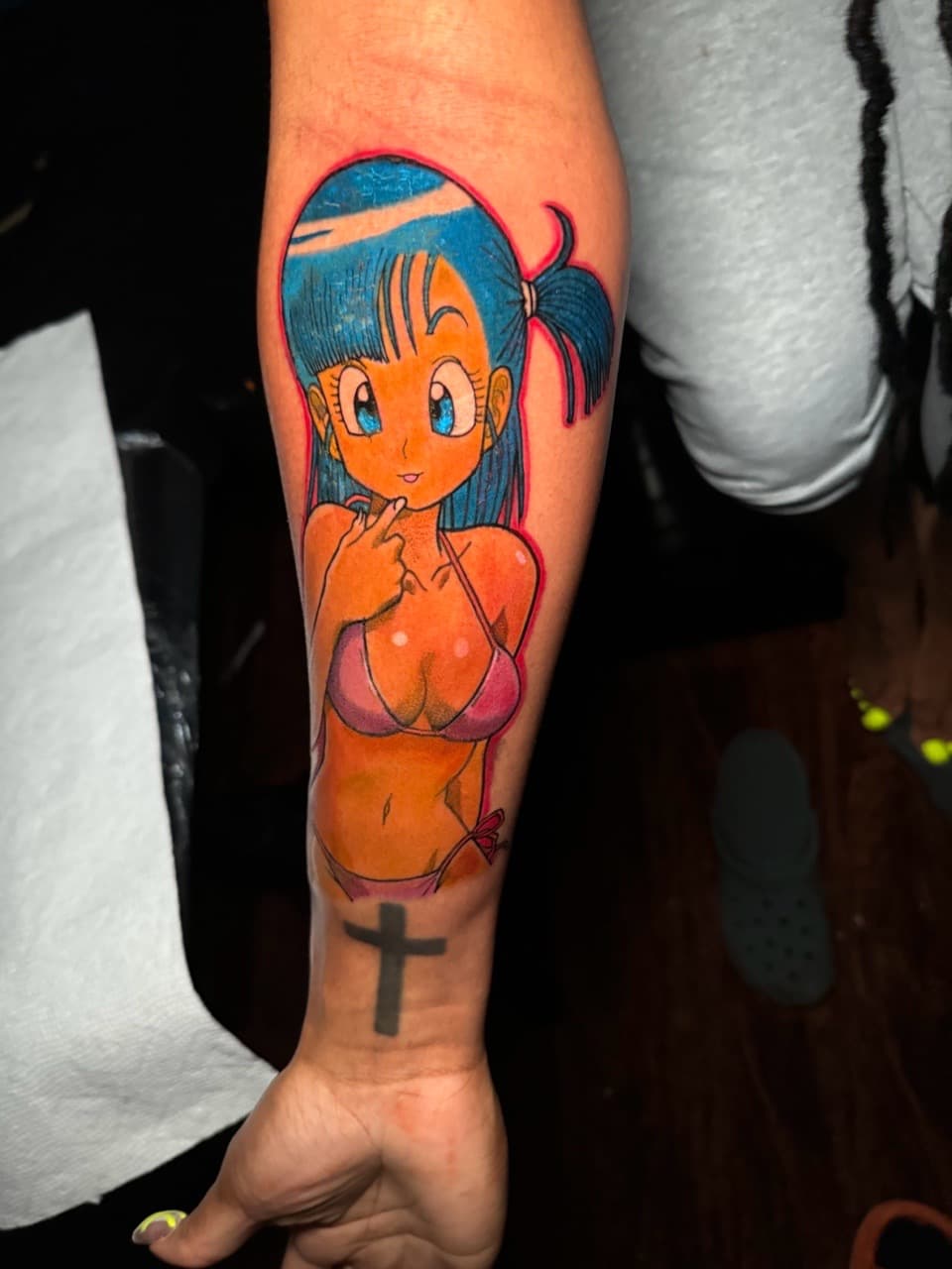 Anime + Cartoon woman tattoo on Forearm by 1UP_Uncle_Frecks on TattMe