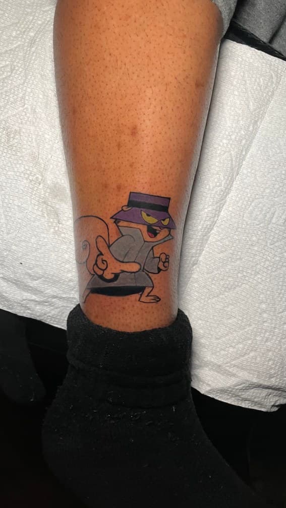 Cartoon + Color squirrel tattoo on Calf by 1UP_Uncle_Frecks on TattMe