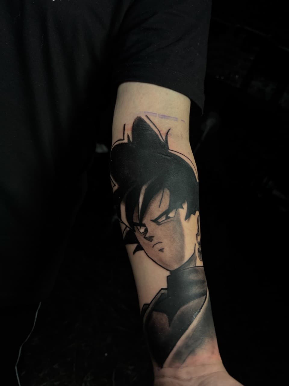 Anime + Black-work manga tattoo on Forearm by 1UP_Uncle_Frecks on TattMe