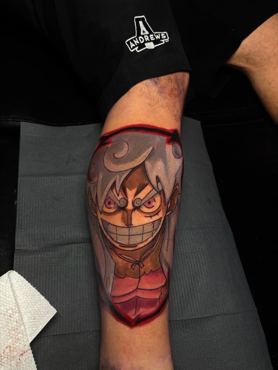 Anime + Illustrative face tattoo on Shin by 1UP_Uncle_Frecks on TattMe