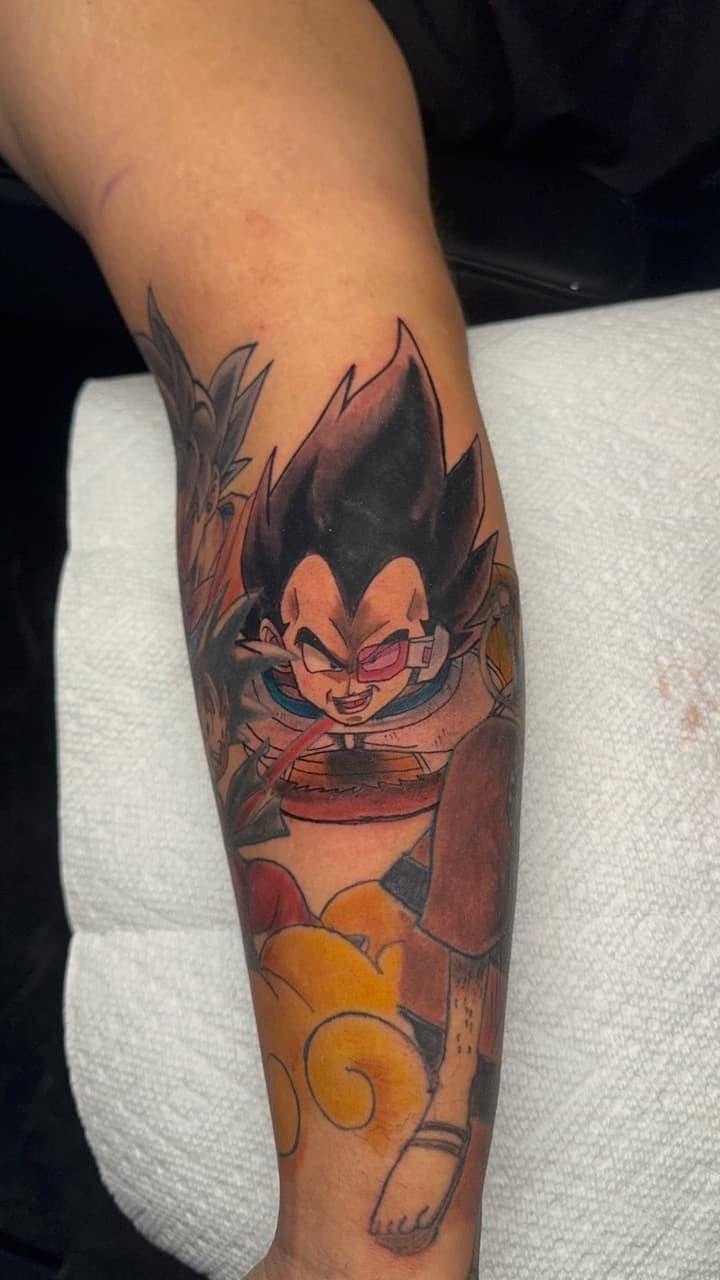 Anime + Pop Culture vegeta tattoo on Forearm by 1UP_Uncle_Frecks on TattMe