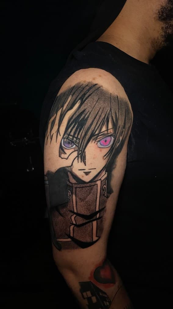 Anime + Color anime character tattoo on Upper Arm by 1UP_Uncle_Frecks on TattMe