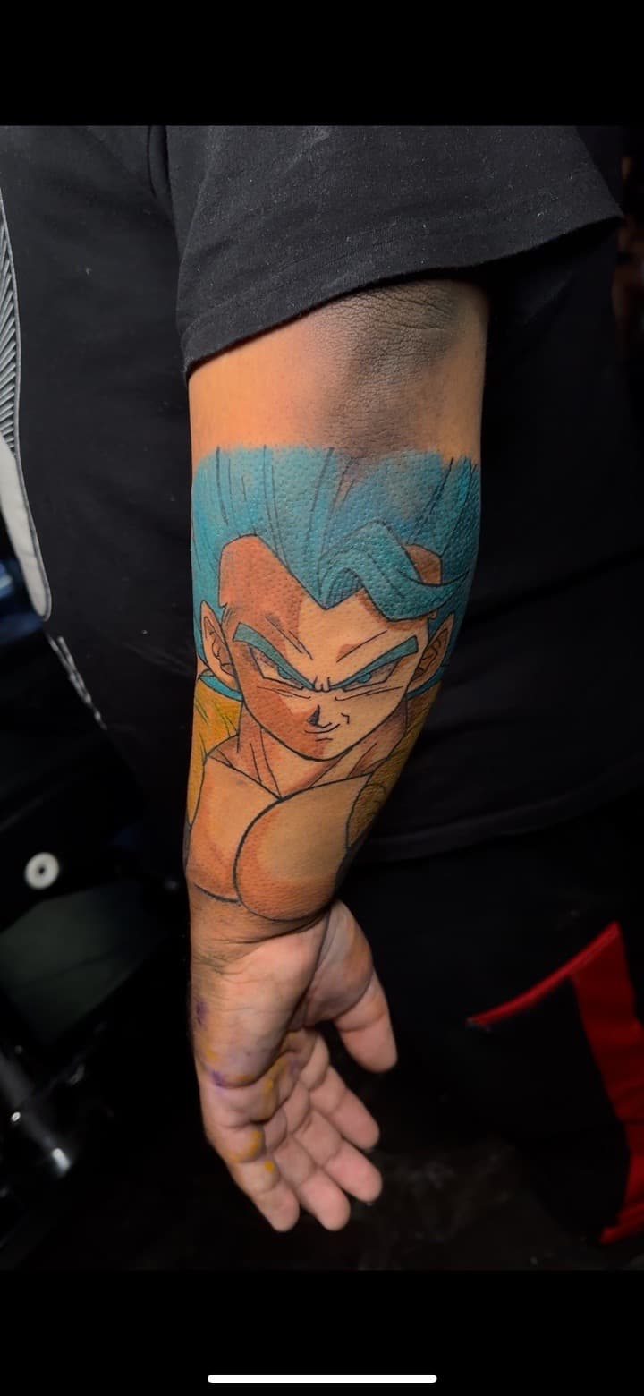 Anime + Color anime character tattoo on Forearm by 1UP_Uncle_Frecks on TattMe
