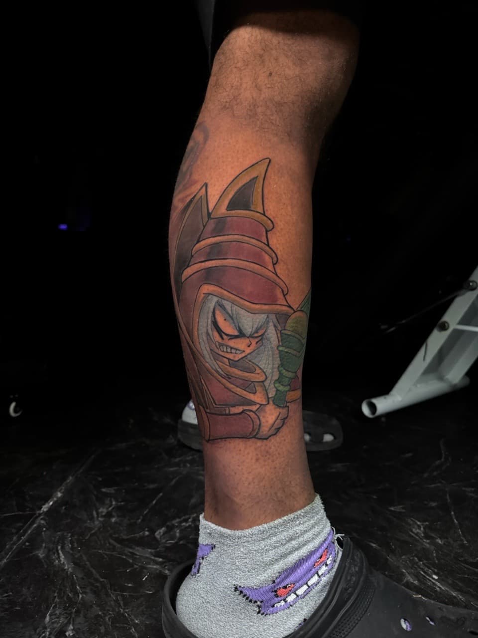 New School + Illustrative creature tattoo on Calf by 1UP_Uncle_Frecks on TattMe