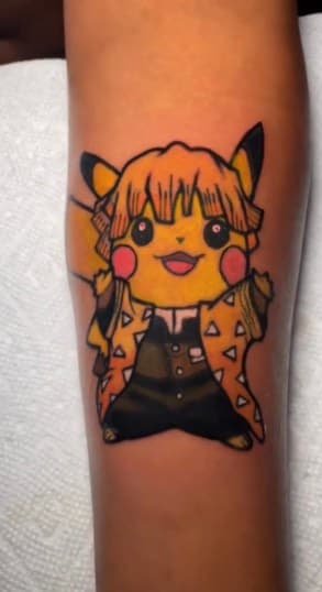 Anime + Cartoon pikachu tattoo on Forearm by 1UP_Uncle_Frecks on TattMe