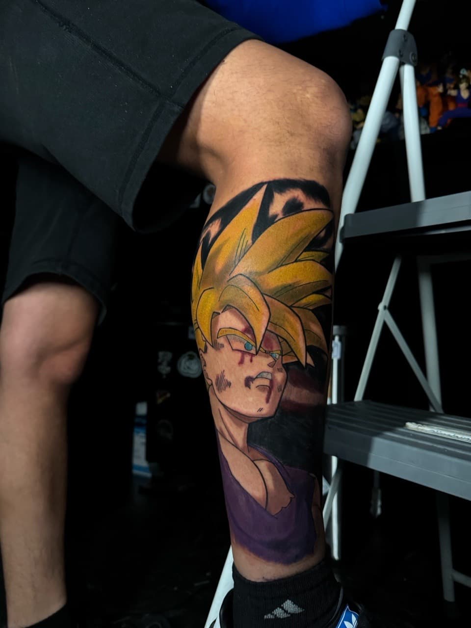 Anime + Color gohan tattoo on Calf by 1UP_Uncle_Frecks on TattMe