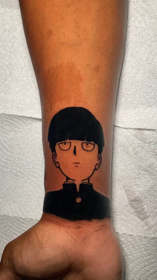 Anime + Minimalist boy tattoo on Wrist by 1UP_Uncle_Frecks on TattMe