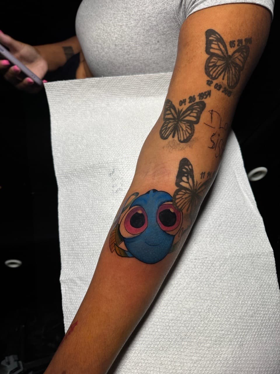 Cartoon + Color dory tattoo on Forearm by 1UP_Uncle_Frecks on TattMe