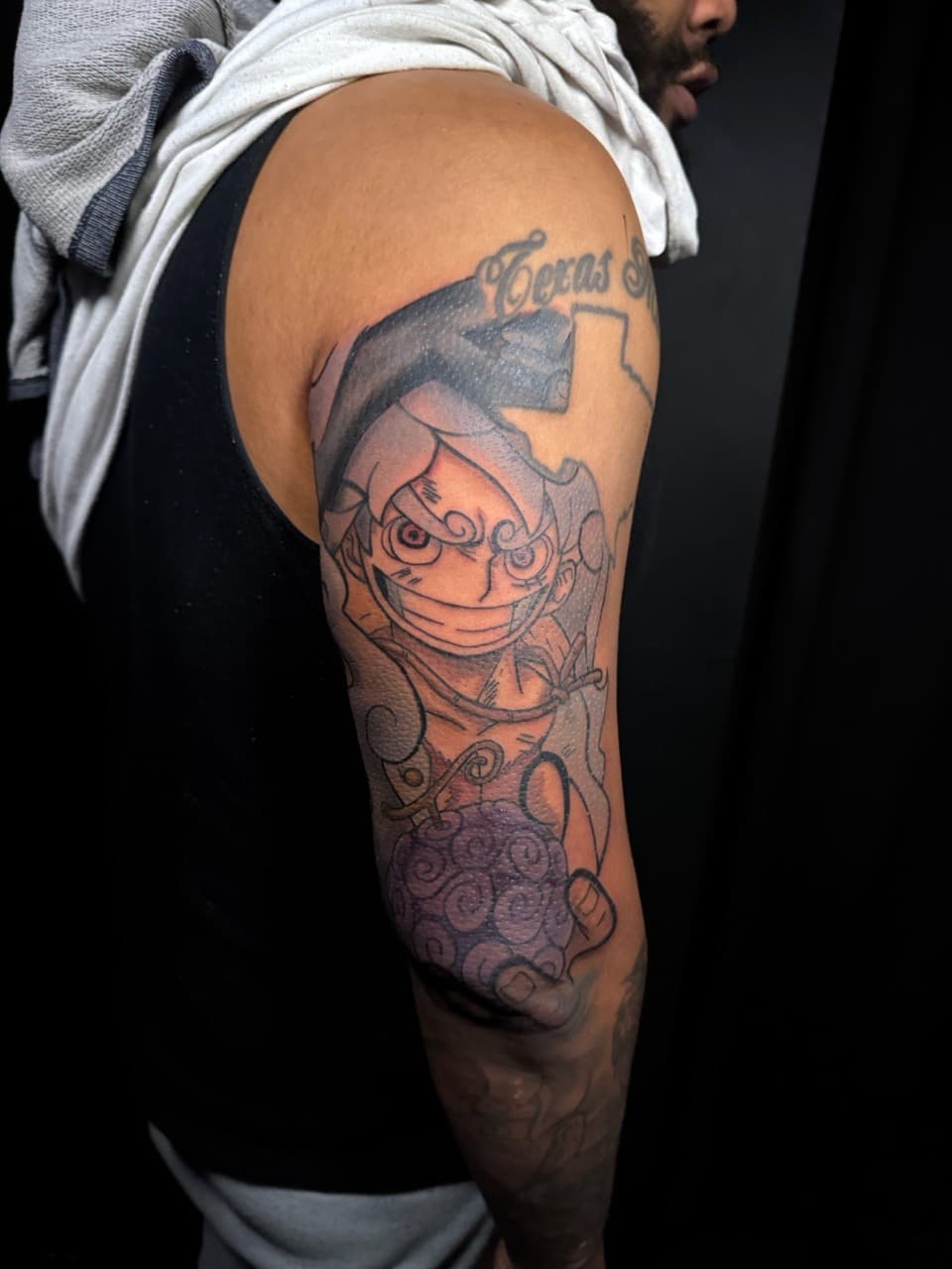 Anime + Illustrative anime character tattoo on Upper Arm by 1UP_Uncle_Frecks on TattMe