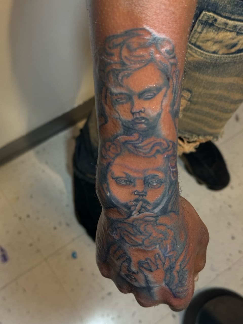 Black & Grey + Realism cherubs tattoo on Forearm by 1_Mo_Tatt on TattMe