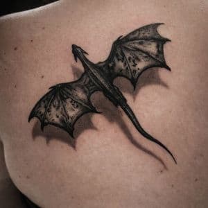 Black-work + Dot-work dragon tattoo on Upper Back by The_Alley_Tattoo_Studio on TattMe