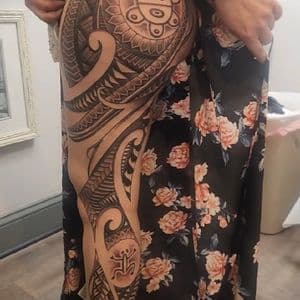 Tribal + Polynesian tribal patterns tattoo on Full Leg Sleeve by The_Alley_Tattoo_Studio on TattMe