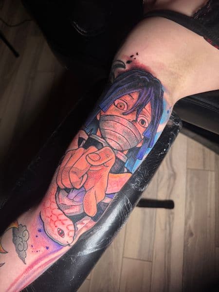 Anime + Color anime character tattoo on Forearm by Inkflowjo on TattMe