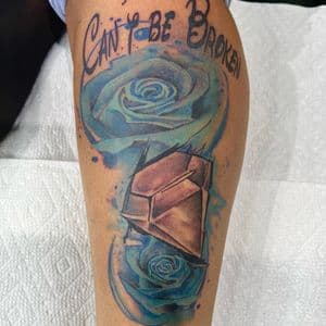 Watercolor + Floral roses tattoo on Calf by Inkflowjo on TattMe