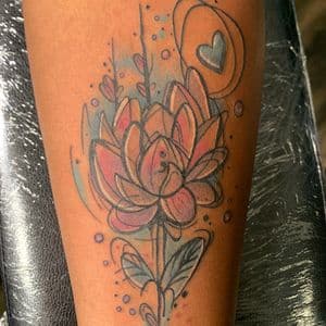 Floral + Watercolor lotus tattoo on Forearm by Inkflowjo on TattMe