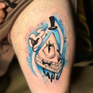 Cartoon + Pop Culture bill cipher tattoo on Thigh by Inkflowjo on TattMe