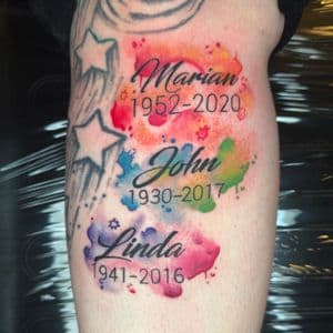 Watercolor + Lettering names tattoo on Forearm by Inkflowjo on TattMe