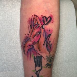 Watercolor + Illustrative hands tattoo on Forearm by Inkflowjo on TattMe
