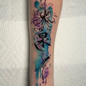 Watercolor + Floral flower tattoo on Forearm by Inkflowjo on TattMe