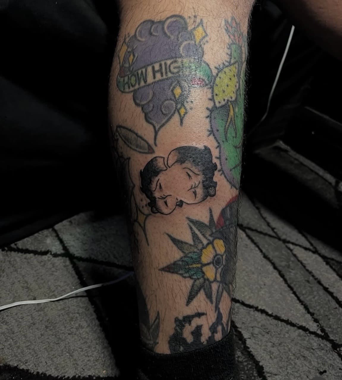 American Traditional + Traditional betty boop tattoo on Calf by inktherapy_1 on TattMe