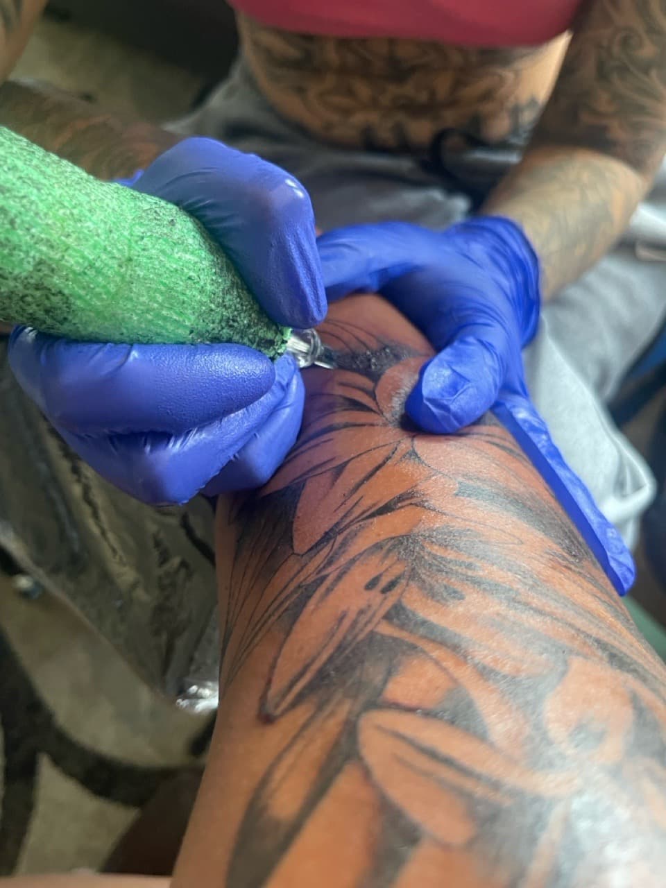 Black-work + Illustrative machine tattoo on Thigh by inktherapy_1 on TattMe