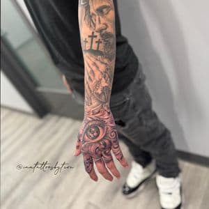 Black & Grey + Realism jesus tattoo on Forearm by TheINQCollective on TattMe
