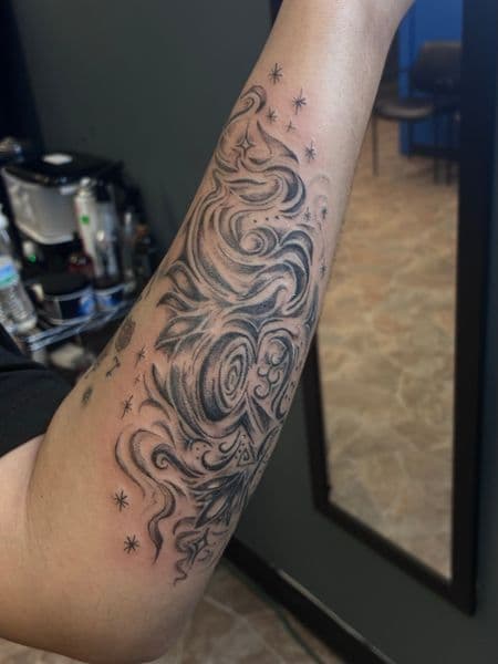 Black & Grey + Abstract swirls tattoo on Forearm by The_Key_Inks on TattMe