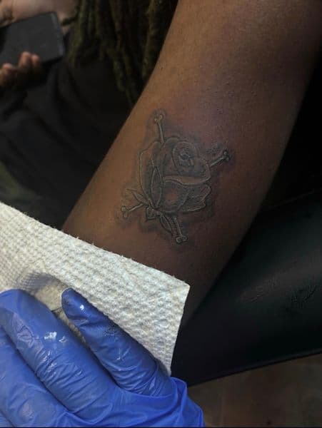 Fine Line + Line-work rose tattoo on Forearm by The_Key_Inks on TattMe