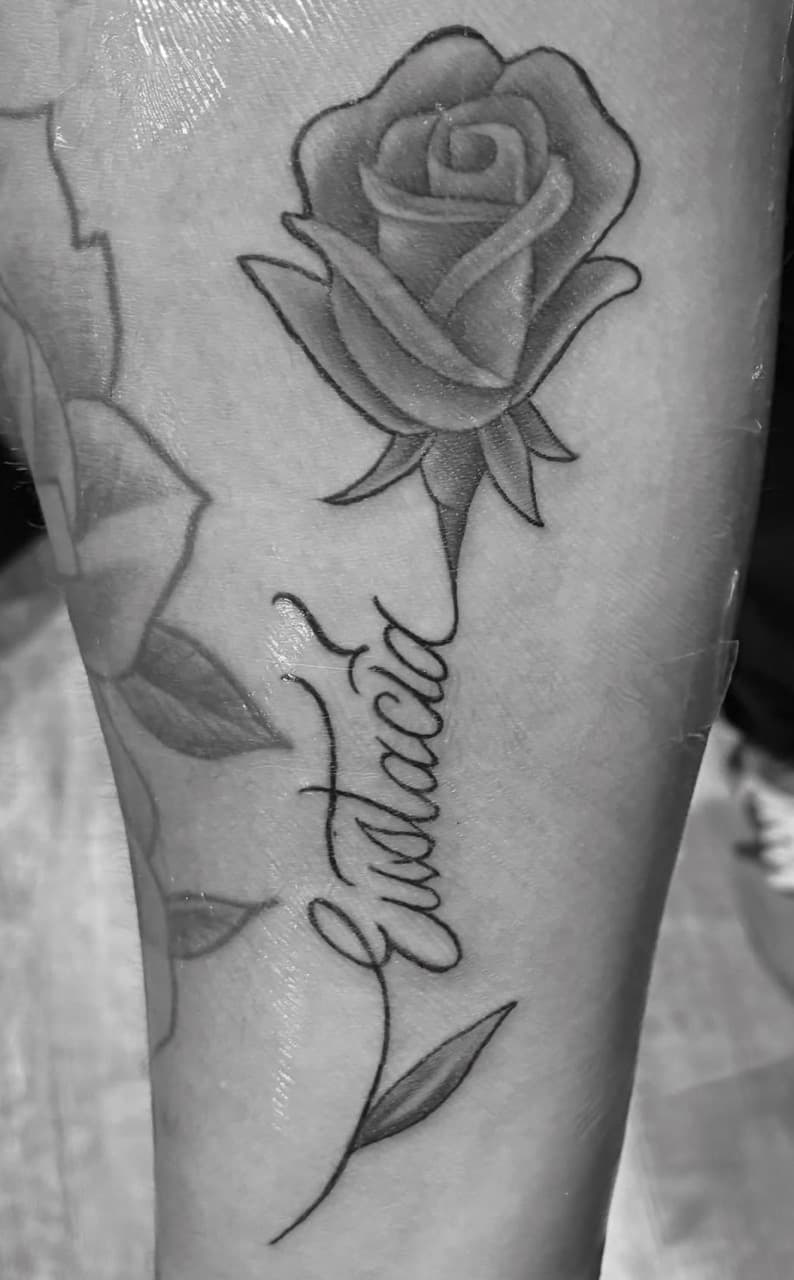 Black & Grey + Floral rose tattoo on Forearm by The_Key_Inks on TattMe