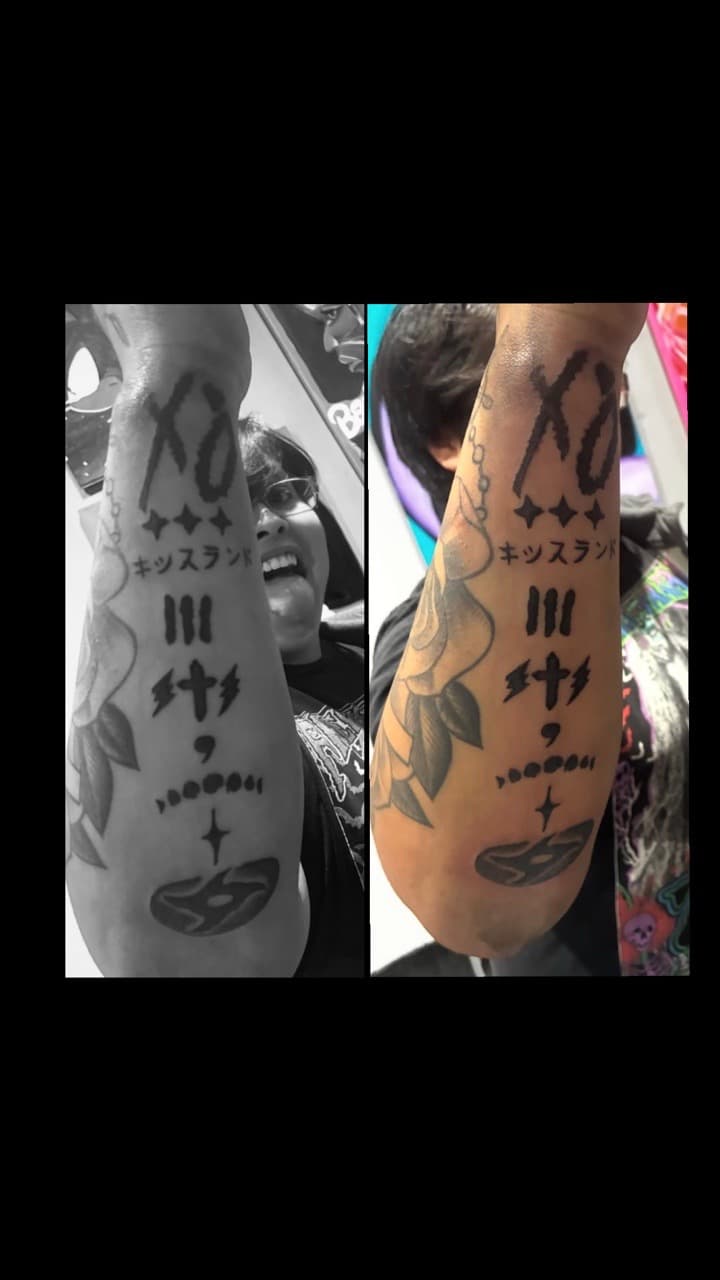 Black-work + Lettering letters tattoo on Forearm by The_Key_Inks on TattMe