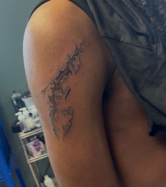 Abstract + Black-work abstract tattoo on Upper Arm by The_Key_Inks on TattMe