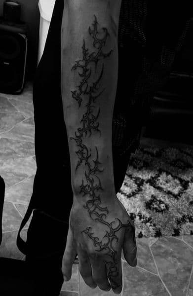 Tribal + Black-work abstract shapes tattoo on Forearm by The_Key_Inks on TattMe