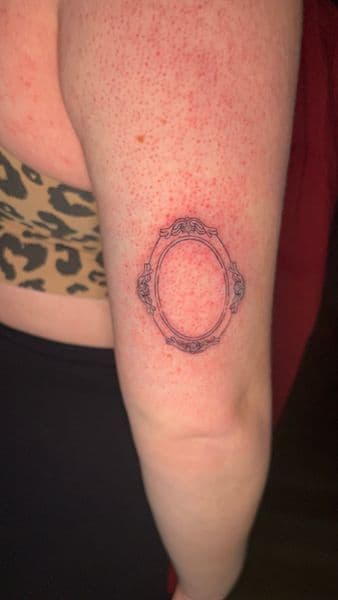 Fine Line + Line-work frame tattoo on Upper Arm by KC on TattMe