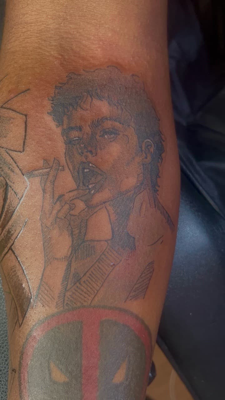Fine Line + Black-work woman tattoo on Forearm by KC on TattMe