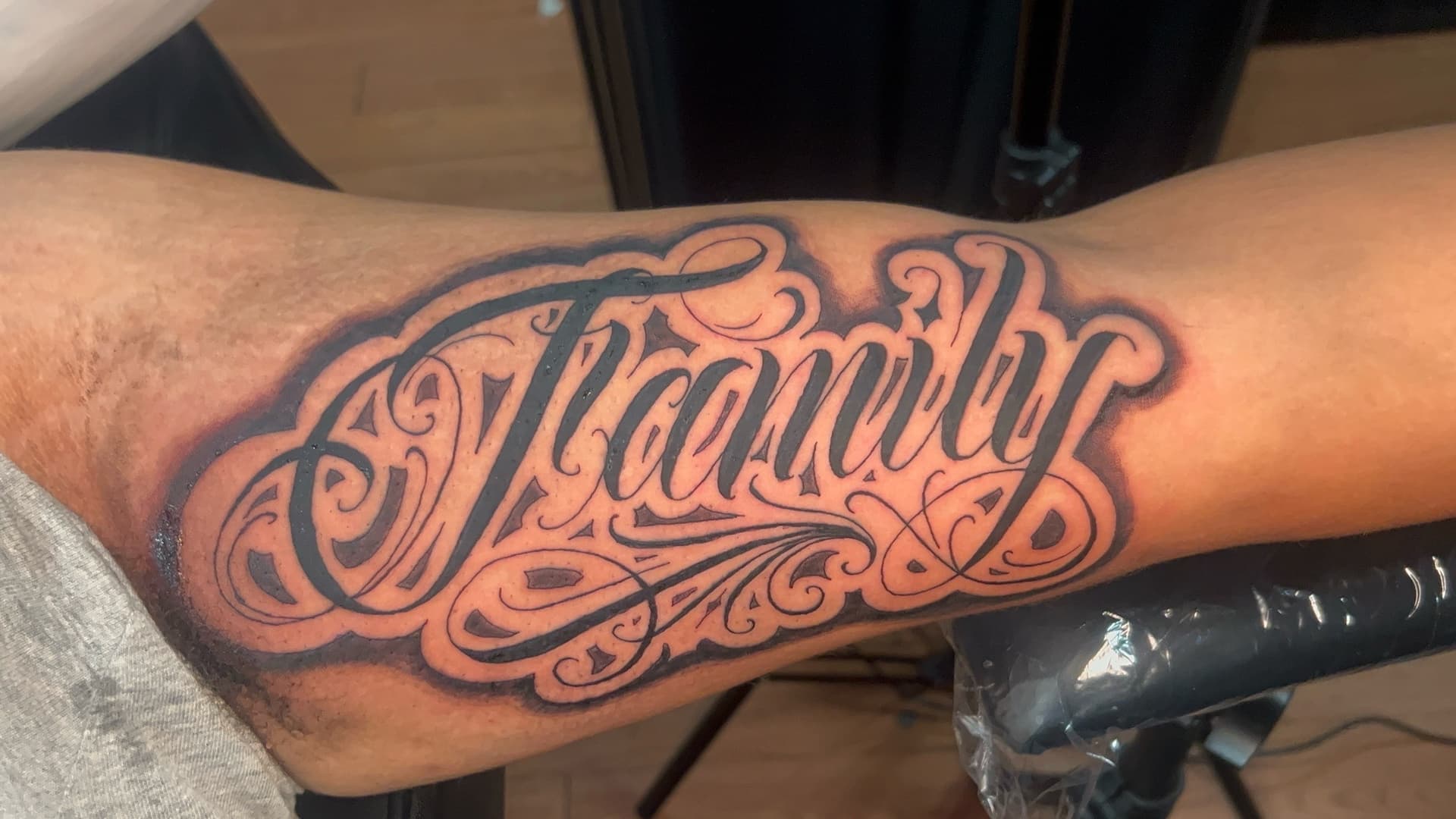 Lettering + Script family tattoo on Forearm by KC on TattMe