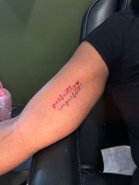 Lettering + Script script tattoo on Upper Arm by KC on TattMe