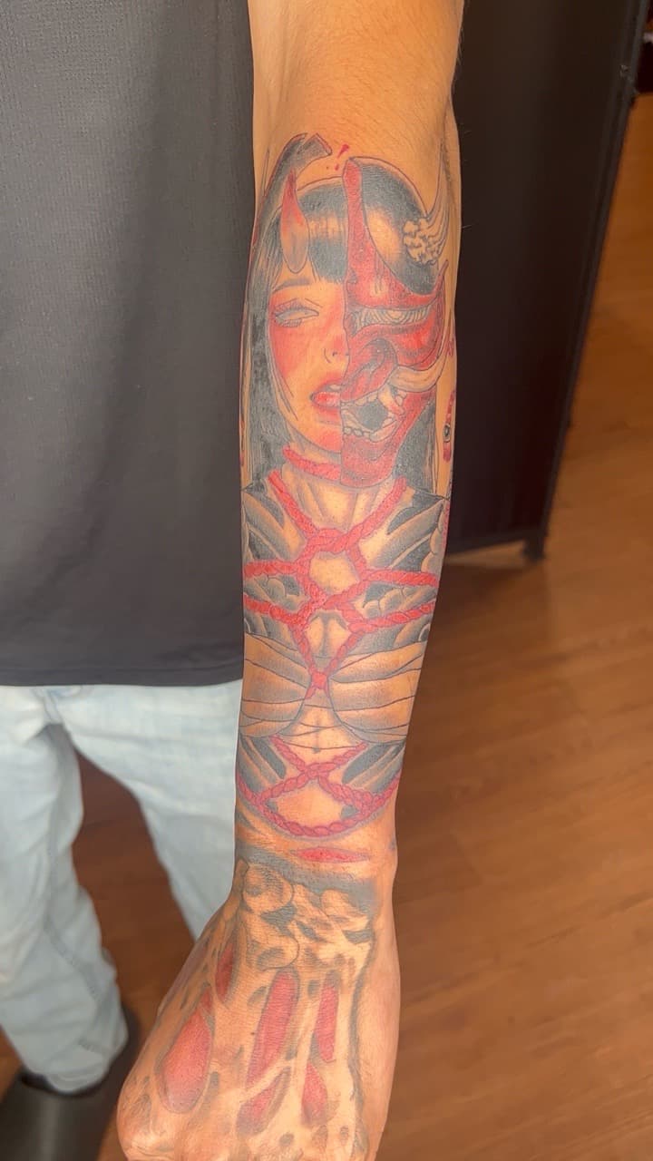 Japanese + Color woman tattoo on Forearm by KC on TattMe