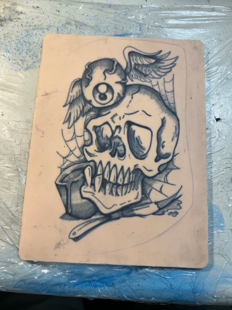 Traditional + Black & Grey skull tattoo by Apex_Effort_Studio on TattMe