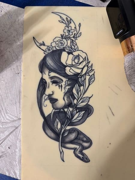 Illustrative + Black & Grey woman tattoo by Apex_Effort_Studio on TattMe