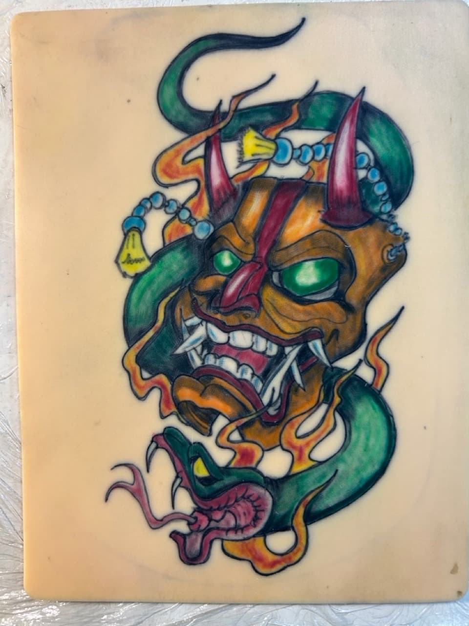 Japanese + Color demon mask tattoo by Apex_Effort_Studio on TattMe