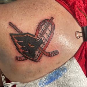 Color + Pop Culture hockey tattoo on Shoulder Blade by Apex_Effort_Studio on TattMe