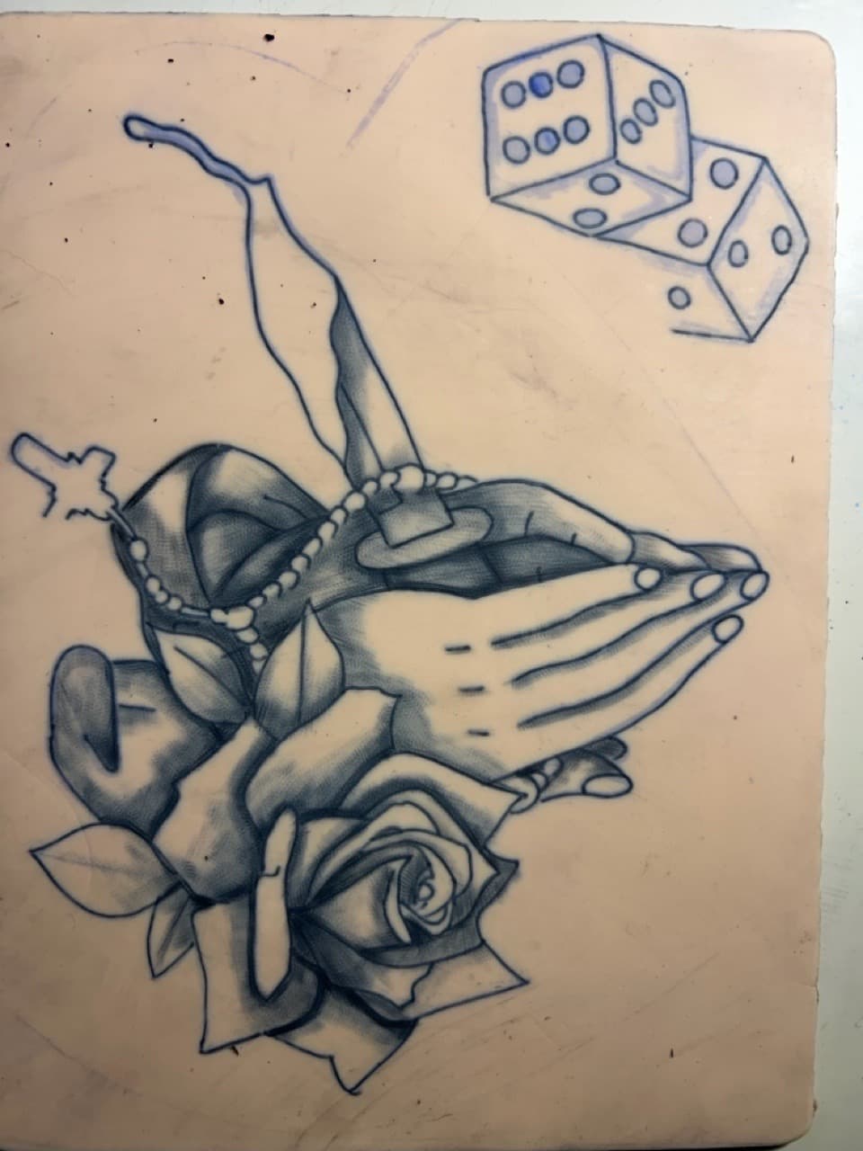 Traditional + Black & Grey praying hands tattoo by Apex_Effort_Studio on TattMe