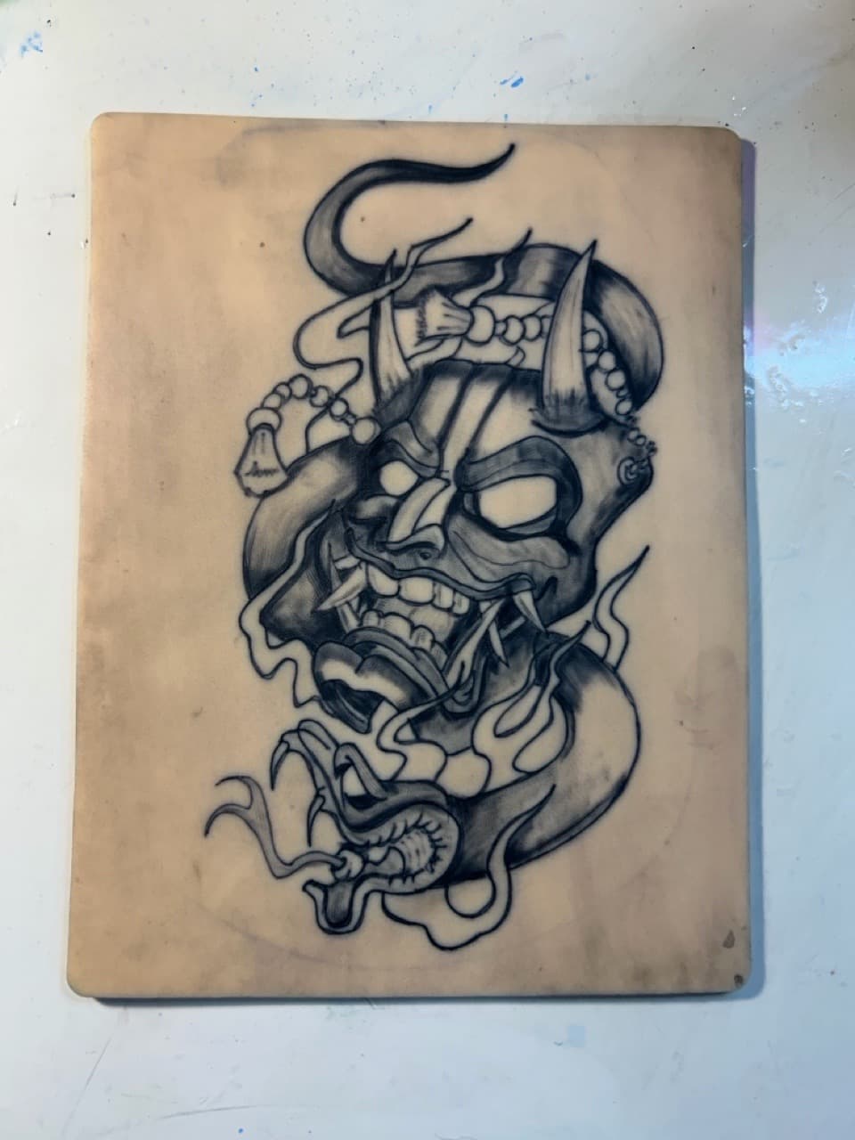 Black & Grey + Japanese hannya mask tattoo by Apex_Effort_Studio on TattMe