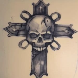 Black & Grey + Illustrative skull tattoo by Apex_Effort_Studio on TattMe